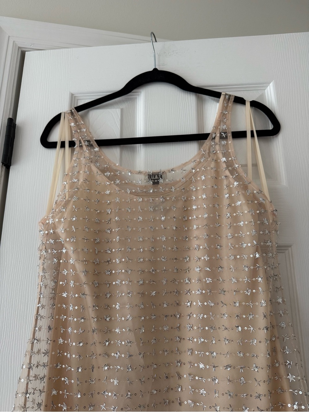 STAUD Aurielle Beaded Tulle Maxi Dress Stardust NEW with tag - Picture 3 of 12